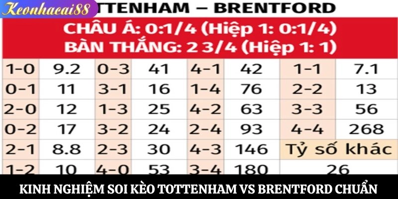 Kinh nghiệm soi kèo Tottenham vs Brentford chuẩn
